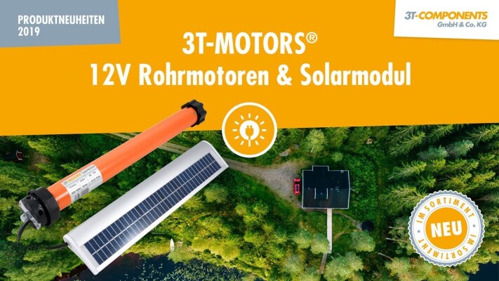 3T-MOTORS® 12V Rollladenmotor mit Solarmodul - 3T-MOTORS® 12V Rollladenmotor mit Solarmodul